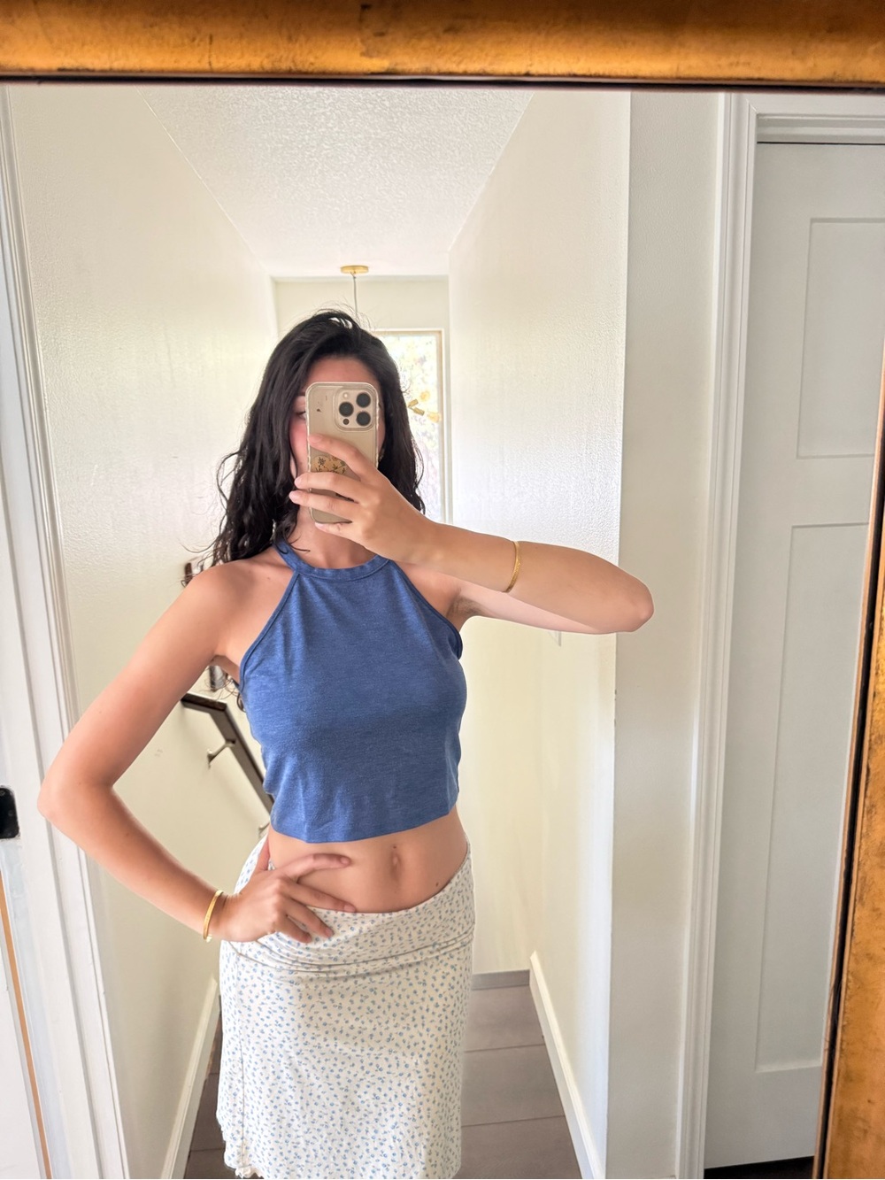 Zara Blue Halter Crop Top